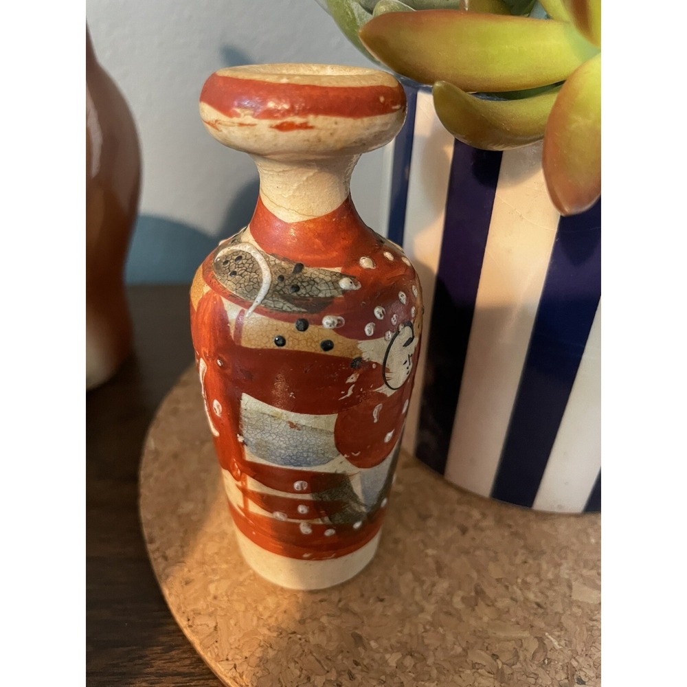 Vintage Mini Satsuma Pottery Vase‎ Hand Painted 4 Inches Decor Shelf Sitter